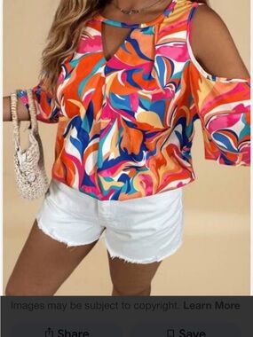 Vibrant Multicolor Cold-Shoulder Women’s Top